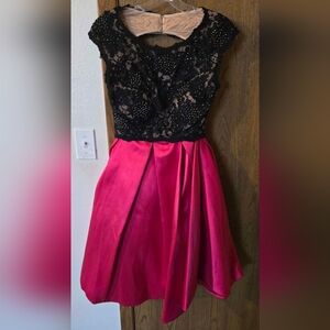 Black and pink 2 piece dress